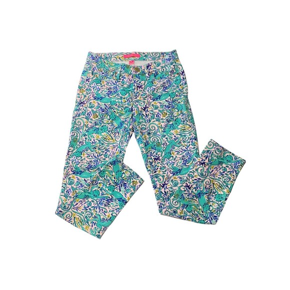 Lilly Pulitzer Women's South Ocean Skinny Pant Monkey Sea Melon Fig Size 4 NWOT - Picture 4 of 12